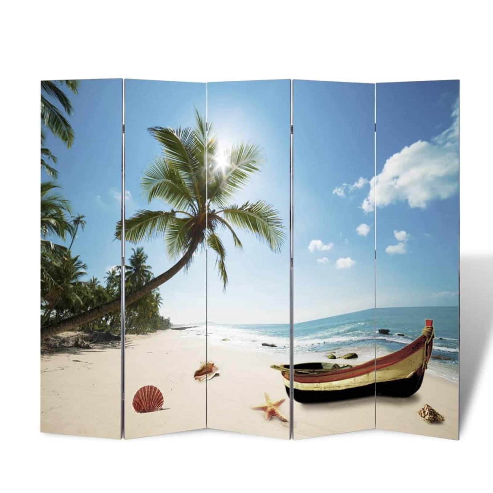 Homgoday Zewnętrzny parawan, składany parawan 200 x 170 cm z nadrukiem plażowym, na zewnątrz ogrodowa, przegroda ogrodowa na zewnątrz, przegroda na zewnątrz