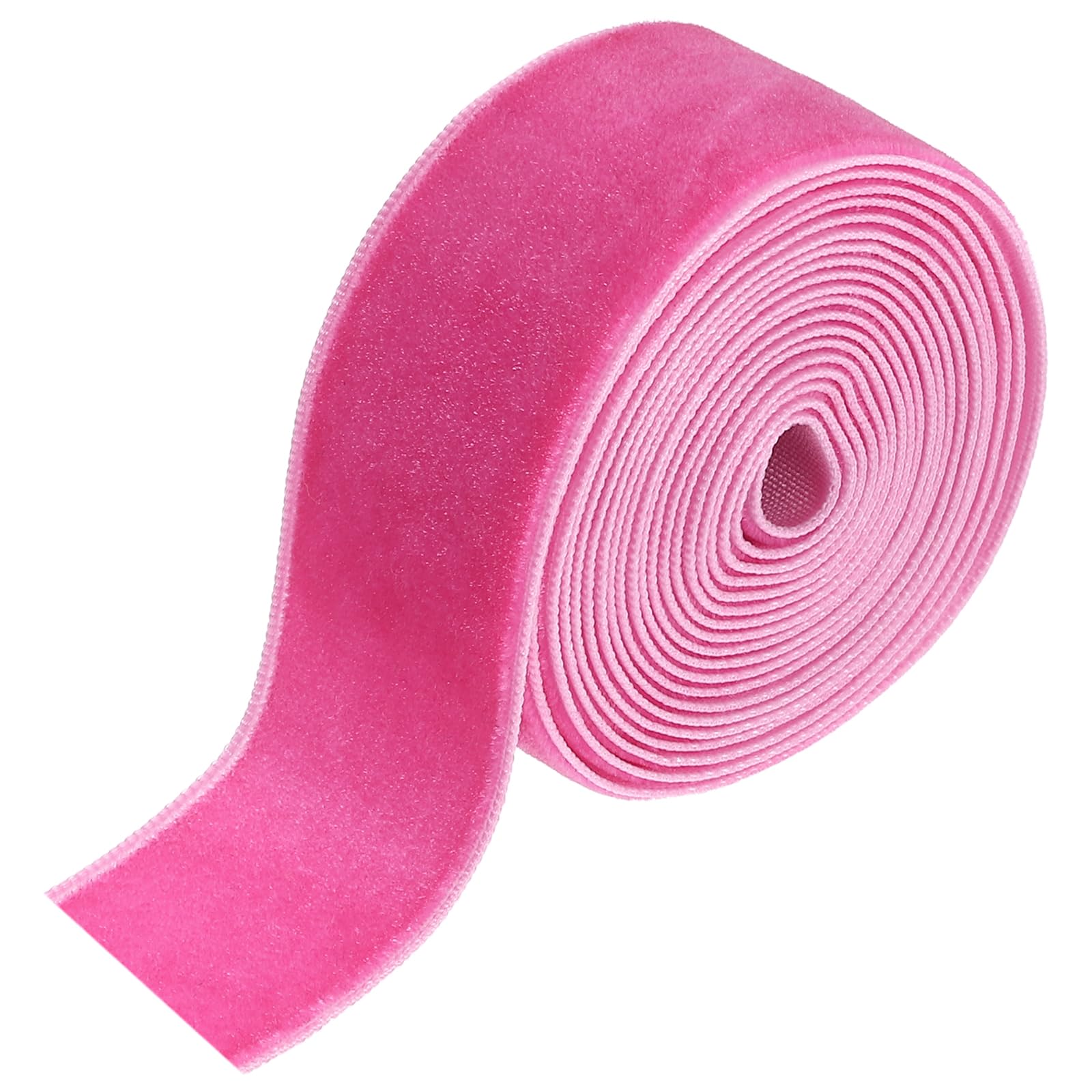 sourcing map Velvet Ribbon 2.5cm x 1.8m Single Face Spool Deep Pink