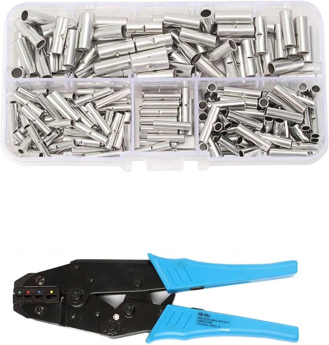 200pcs Non-Insulated Butt Wire Connector Ferrule Cable Terminal Bare Copper Tinned Crimp Terminal 0.5-6mm2 22-10AWG(200pcs)