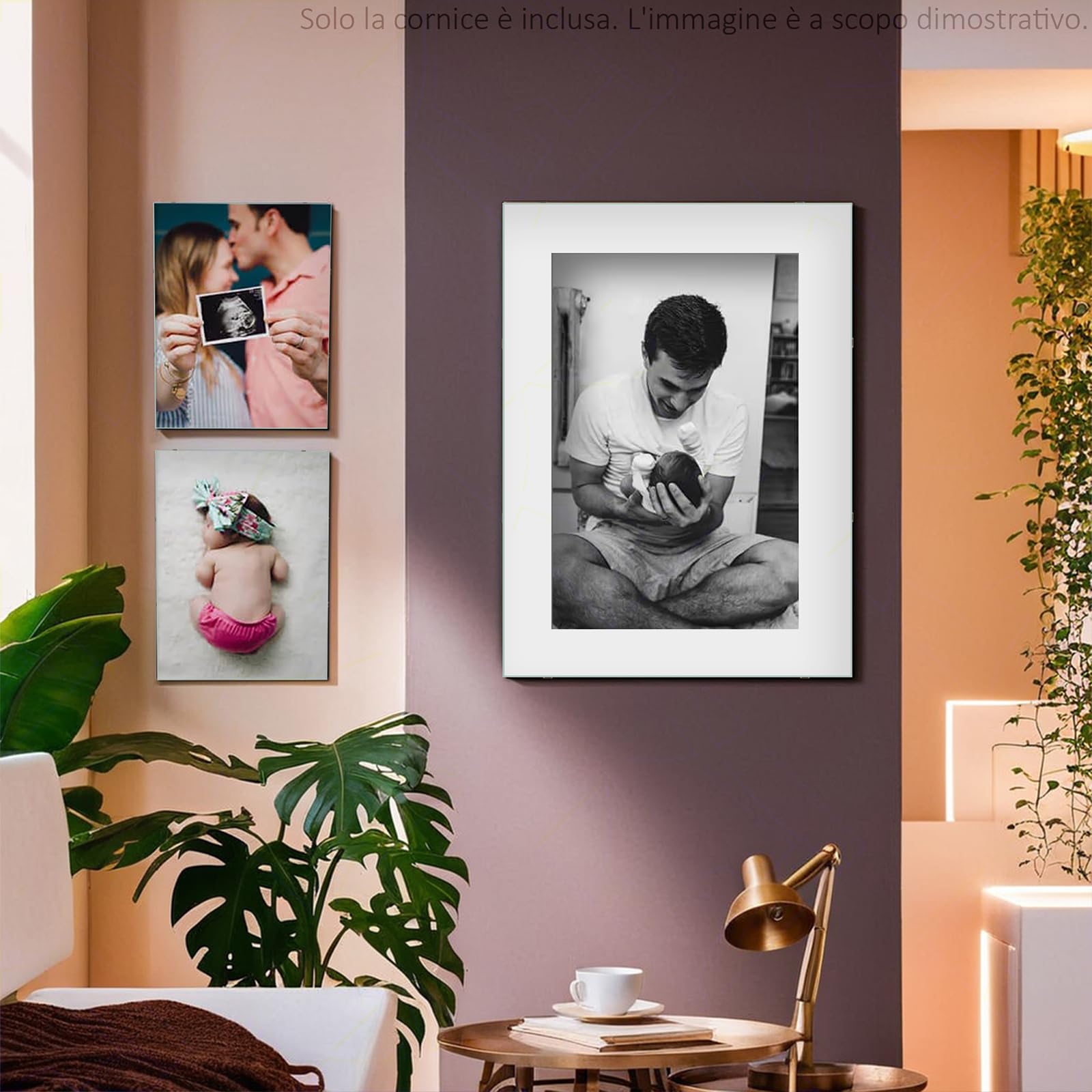 Sicignano Bilderrahmen, A4, 21 x 29,7 cm, mit Crilex-Glas, für Fotos, Drucke, Poster und Zertifikate, für Diplome und wichtige Dokumente, ideal für Büros, Studien und Schulen