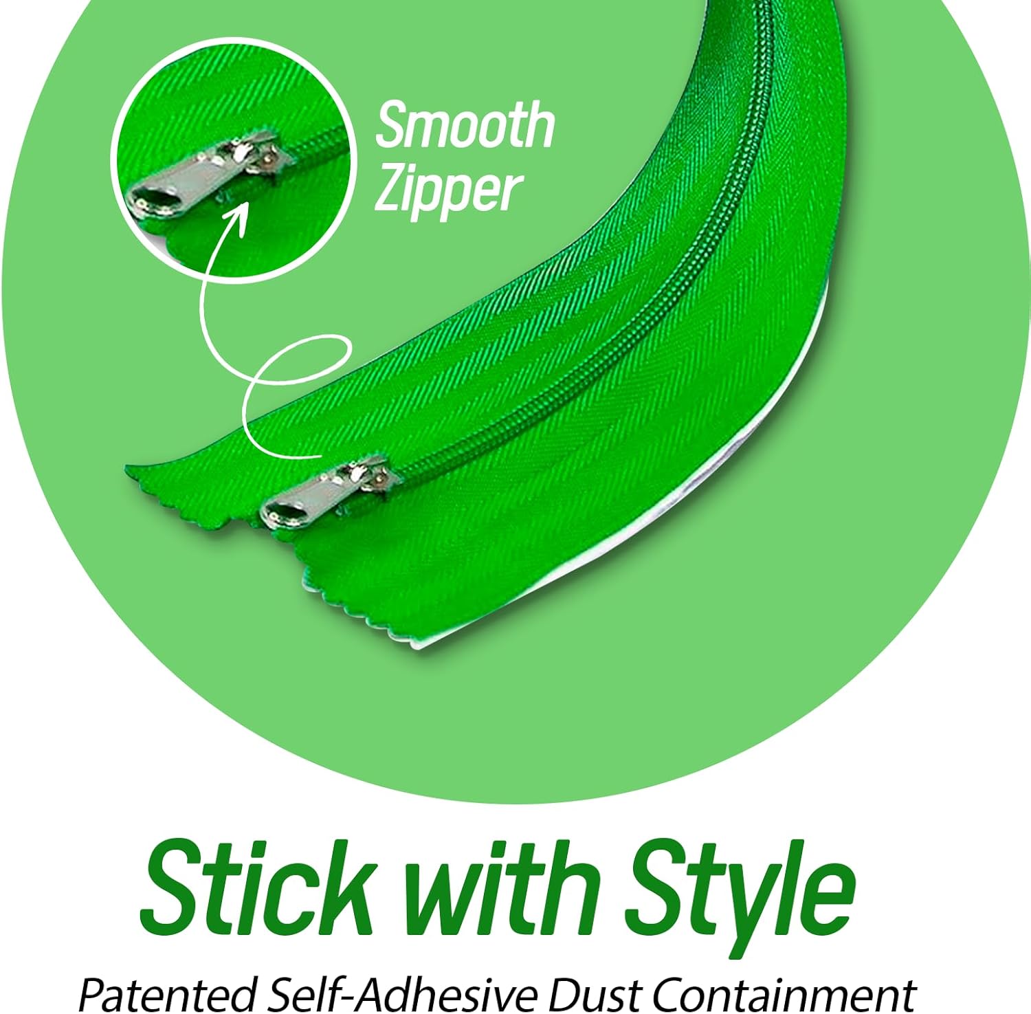 Peel and Stick Zipper 12 Pack - Heavy Duty - Dust Barriers, Construction, Containment by KP Operating Supply 7ft x 3in - Green