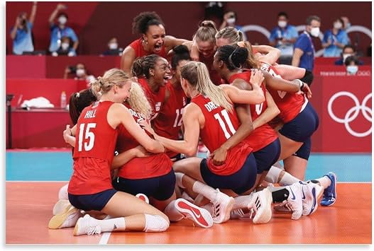 MAXIAN Poster of The U.S. Womens Volleyball Team 9 7 Canvas Poster Wall Art Picture Prints Hanging Photo Gift Idea Decor Home Posters Artworks 12x18inch30x45cm