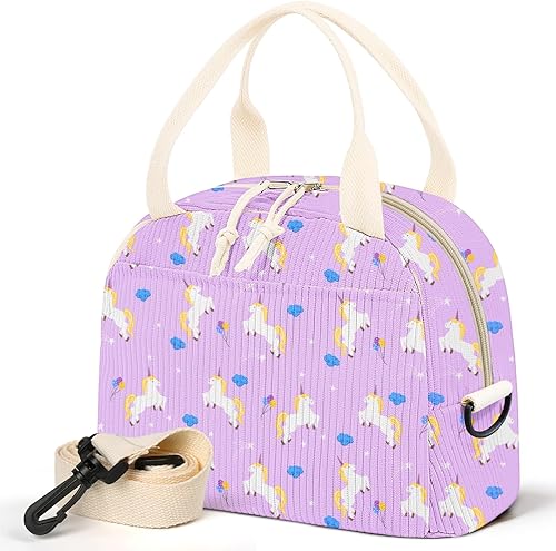 Miniatura 20 de Lonchera para mujer, lonchera con diseño floral, bonita lonchera aislada de pana con correa para el hombro para mujeres adultas, para el trabajo,