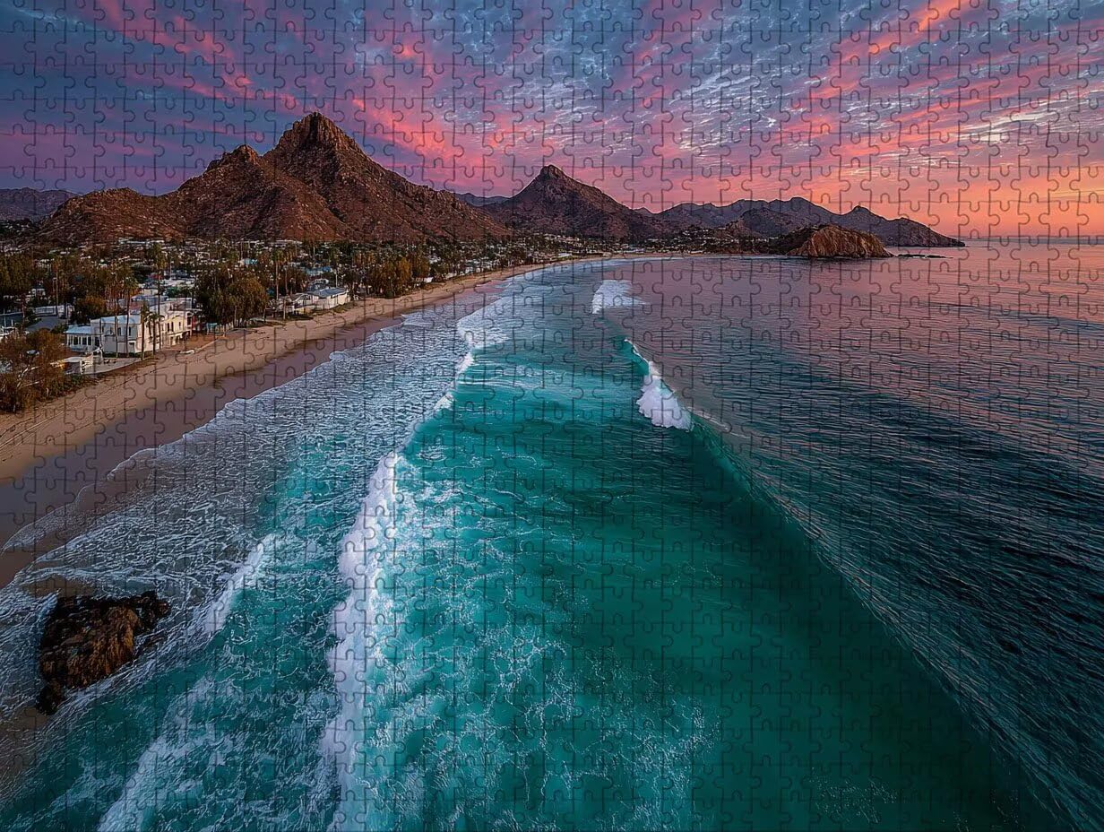 Puzzle Arte con Scatola Paesaggio, Onde Puzzle Legno 6000 Pezzi Adulti 179x105cm, Attività di Intrattenimento ad Alta Difficoltà, DIY Classici Gioco, Jigsaw Per Tutta La Famiglia, Regalo, M-4978