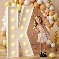 Vista 71 de imprsv Letras iluminadas de marquesina, letras de mosaico de 4 pies con luz para decoración de fiesta de graduación de baby shower, grande B