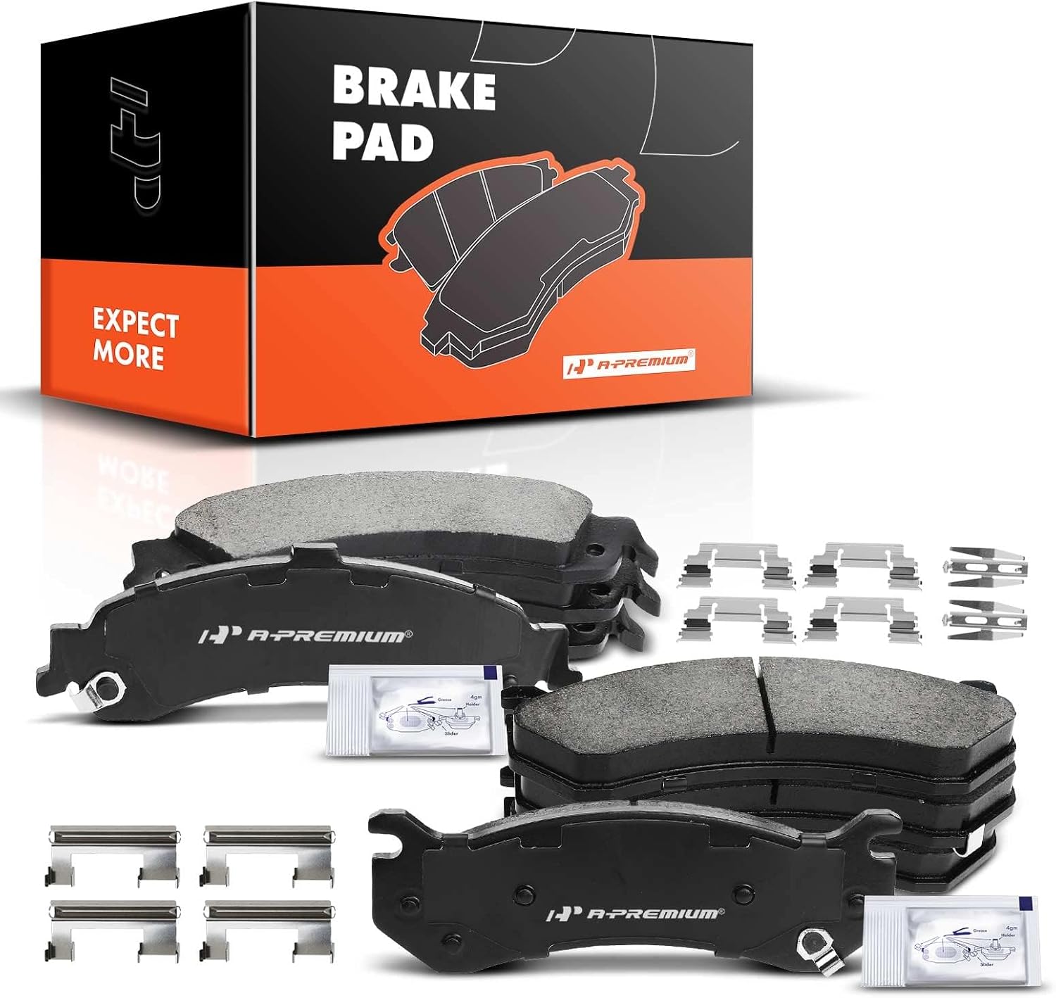 A-Premium Front and Rear Ceramic Brake Pads Set Compatible with Cadillac, Chevy and GMC Models - Silverado, Avalanche, Suburban, Sierra, Yukon XL 1500, Escalade, Tahoe, with Hardware, 8-Pack