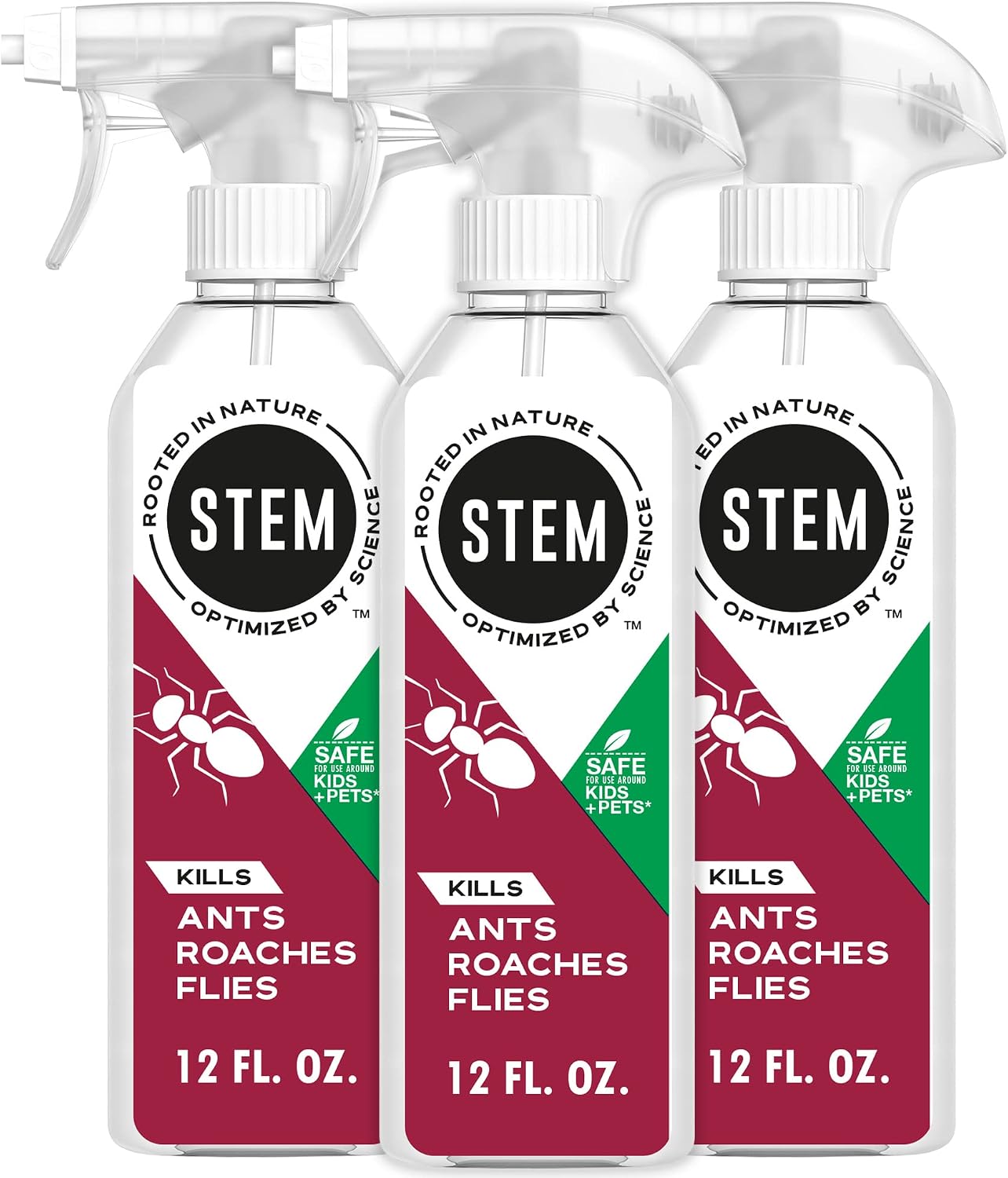 STEM Kills Ants, Roaches And Flies: Plant-Based Active Ingredient Bug Spray, Botanical Insecticide For Indoor And Outdoor Use, 12 fl oz (Pack Of 3)