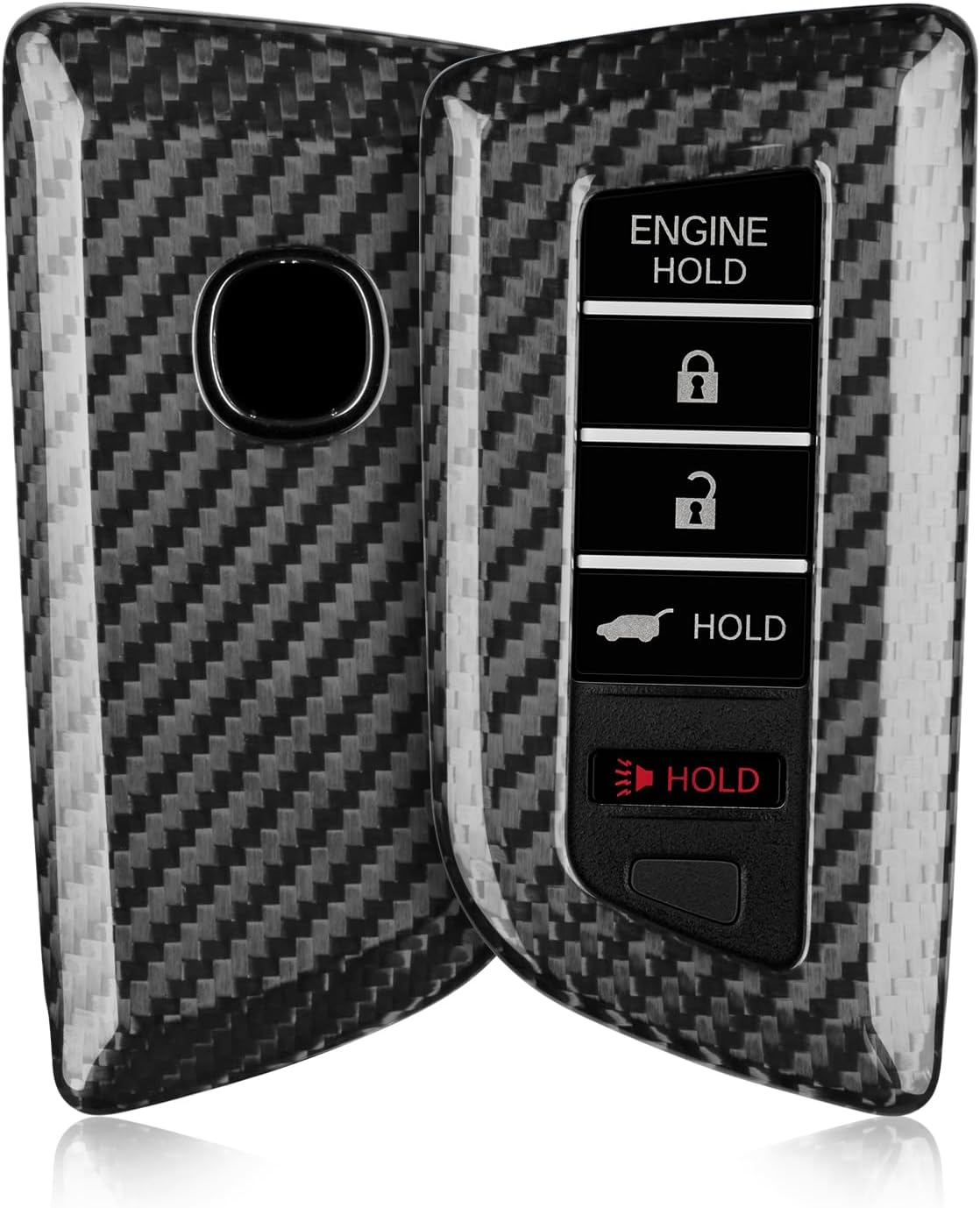 T-carbon Key Fob Cover Fits Acura MDX 2025 5 Buttons Accessories,Glass Fiber Key Fob Case with Keychain Fits Acura 2024 RDX MDX RLX NSX ILX TLX TLX-L CDX Smart Remote Keyless Silver Black