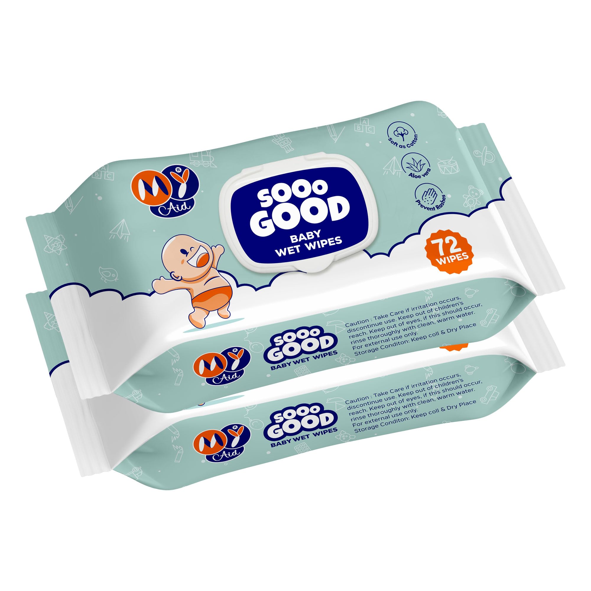 MyAid SOOO GOOD Moisturizing Baby Wet Wipes | Prevents Rashes & Redness with Aloe Vera Lotion | Soft, Thick & Gentle Cleansing Wipes for Babies | Alcohol-Free | 80 Wipes X 2 Packs-image-2