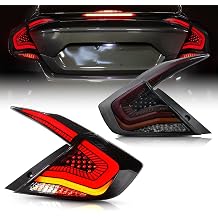 letsdate Rear Replacement Tail Lights Compatible For 10th Gen Civic 2016-2021 Sedan with Breathing Animation DRL w/Amber Sequential Turn Signal, Starry Smoked