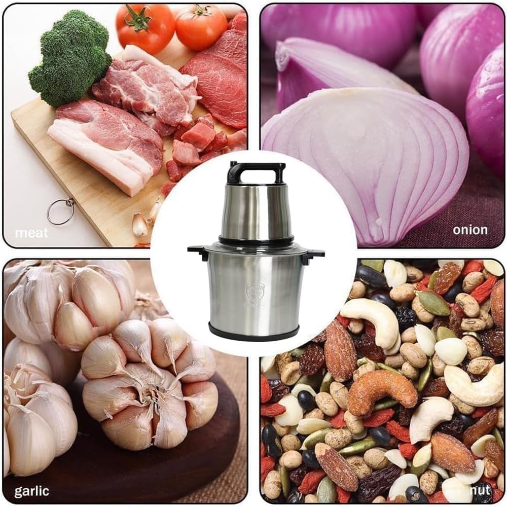 Picadora De Carne Eléctrica Comercial De 12L Acero Inoxidable Cuchillas Binivel De 2 Velocidades Procesador De Alimentos Batidora Mezcladora For Carne Verduras Frutas Cebolla
