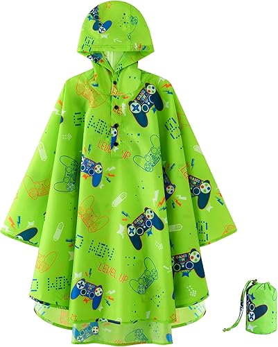 Vista 44 de WAWSAM Poncho de lluvia ligero para niños, impermeable, reutilizable Azul (Space Blue)