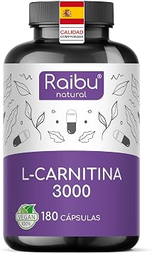L-Carnitine 3000 mg - XXL Bottle with 180 High Dose Capsules - Increase Energy and Endurance - Pure L-Carnitine Tartrate - Natural, Lab Tested and Vegan