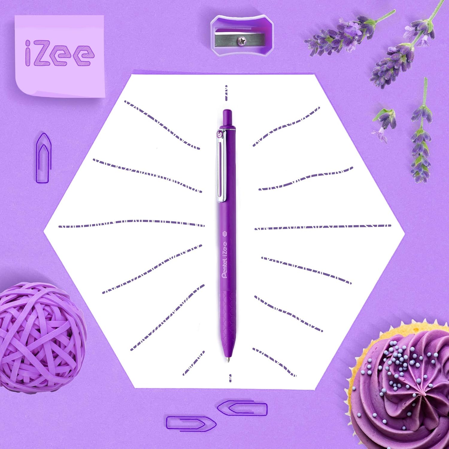 Pentel iZee Retractable 1.0mm Ballpoint - Violet Ink - Pack of 12, 1 count (Pack of 12) - Image 4