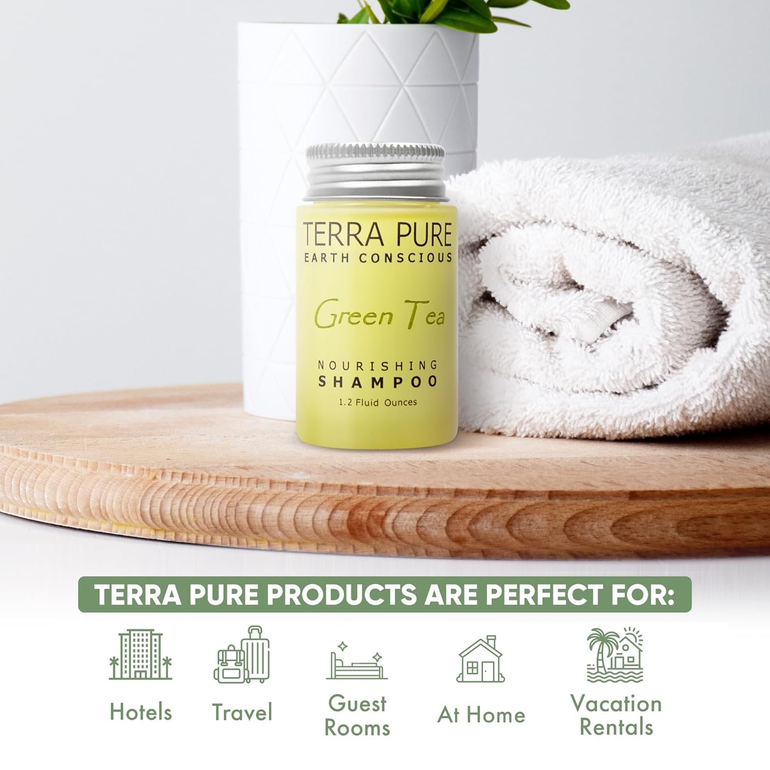 Terra Pure Green Tea Shampoo, 1.2 oz. In Jam Jar With Organic Honey And Aloe Vera (Case of 300)