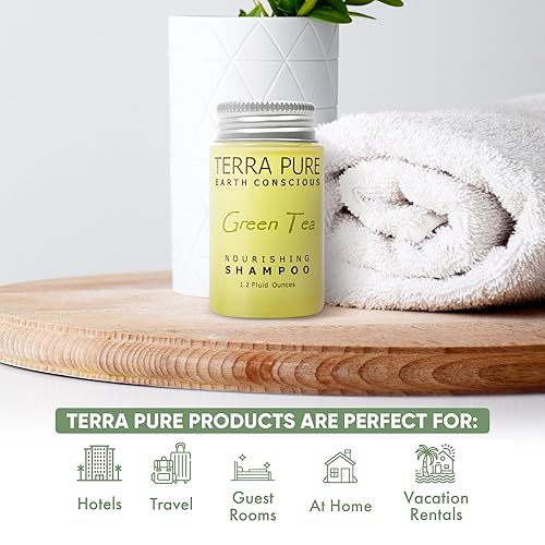 Miniatura 2 de Terra Pure Champú de té verde, 1.2 oz. en tarro de mermelada con miel orgánica y aloe vera (caja de 300)