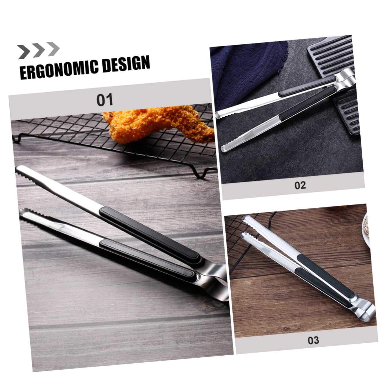 TOYANDONA 3 Series Pinzas De Barbacoa De Inoxidable Con Antideslizante De Servir Y Asar Camping Y Fiestas 4 Piezas X 3