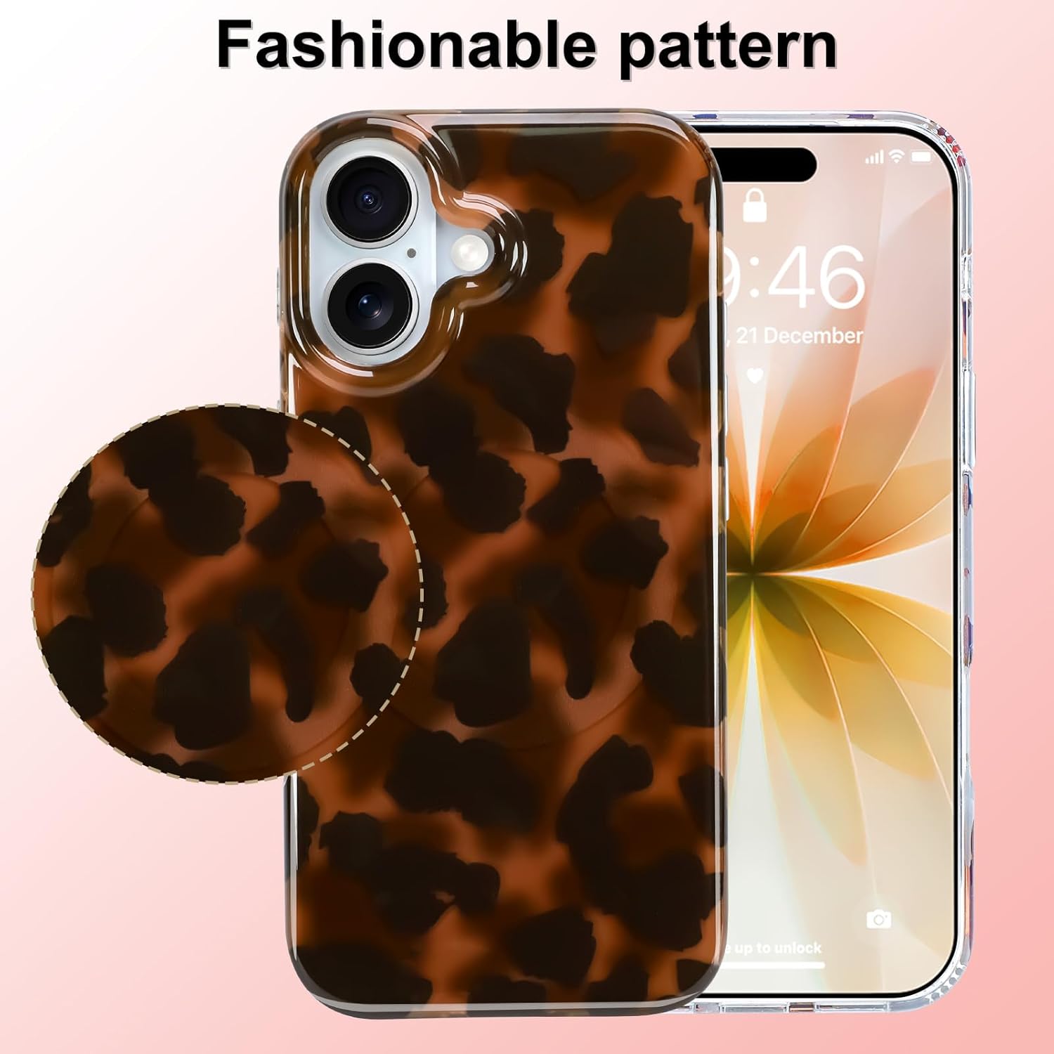 Magnetic Case for iPhone 17,Compatible with MagSafe,Luxury Trendy Tortoise Leopard Print for Women Men,Aesthetic Slim Soft Scratch-Resistant Full Camera Protection TPU Case,Brown
