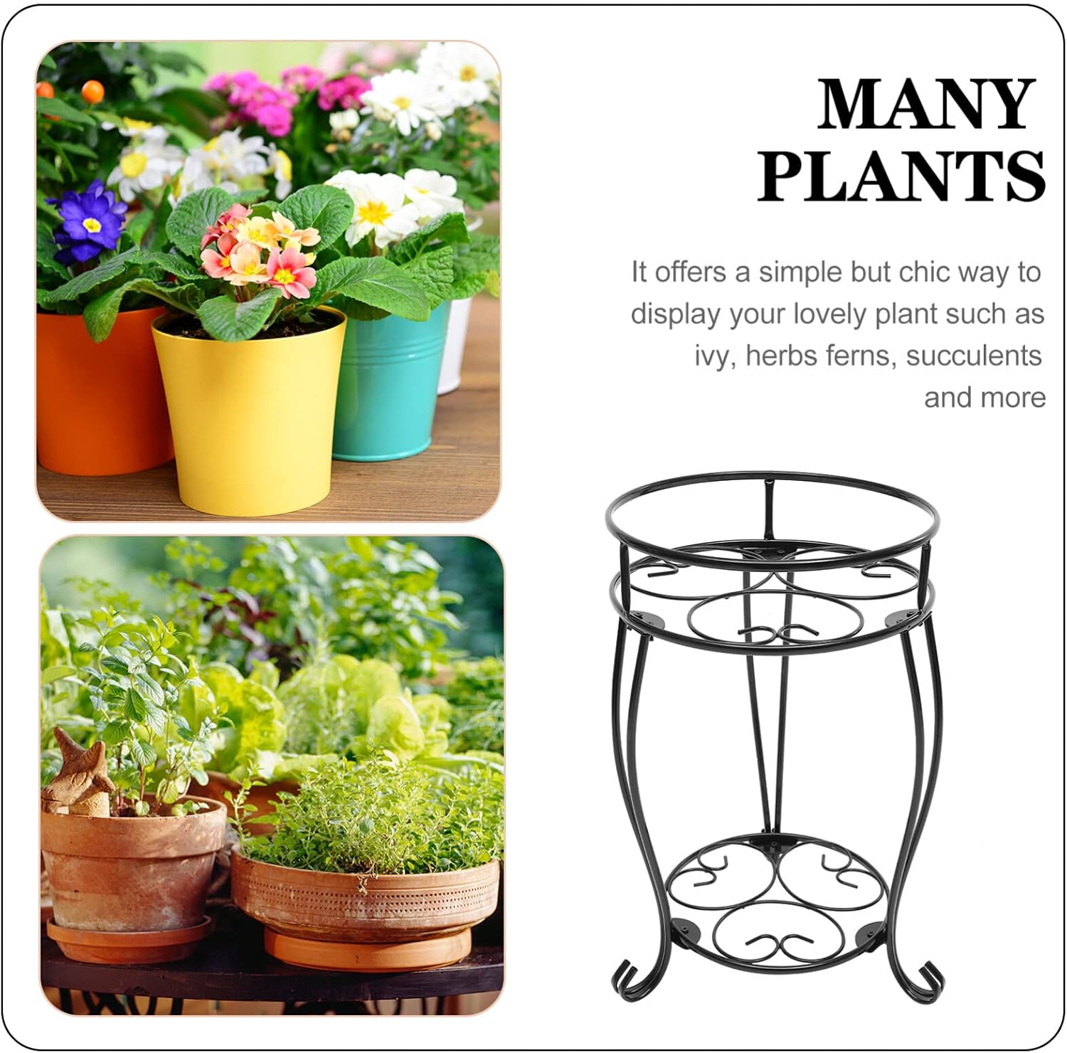 GANAZONO Decorative Metal Plant Stand for Use Sturdy Flower Pot Rack Elegant Design for Home and Garden Display