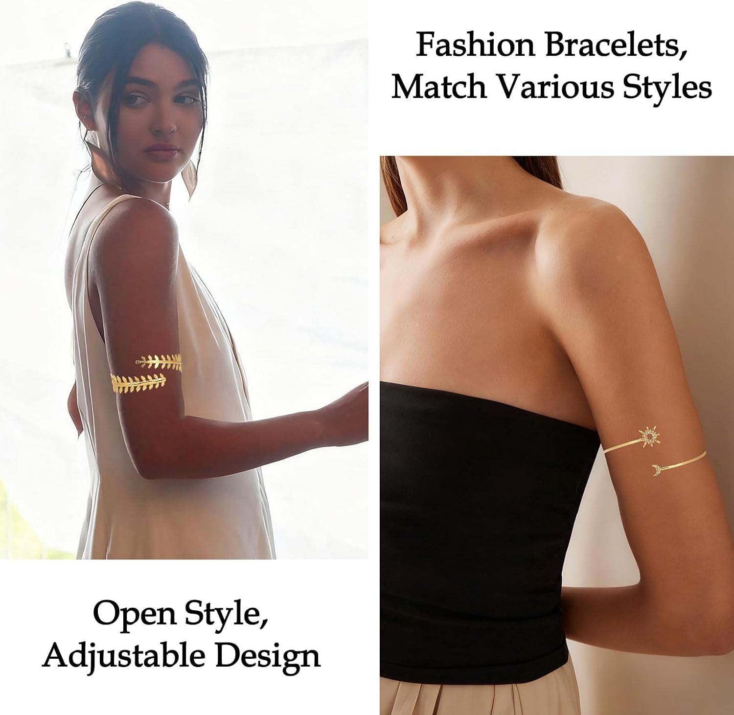 CUBACO 9PCS Gold Arm Cuff Jewelry for Women,Gold Bangles Kali Uchis Outfit Womens Jewelry Adjustable Cuff Bracelet for Armband Set Gift Custom Accessories for women