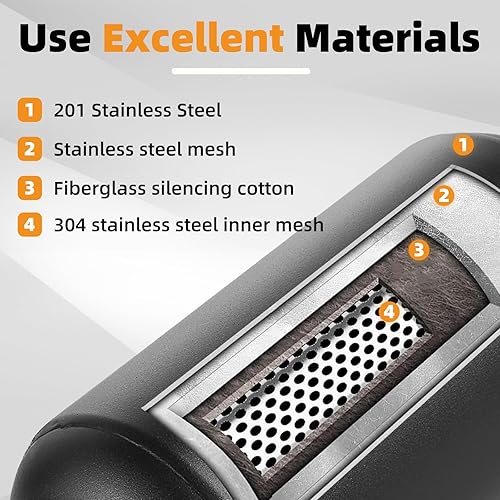 Miniatura 34 de A-KARCK Resonador de escape de entrada de 4 pulgadas, entrada de 4 pulgadas, salida de 4 pulgadas, silenciador de longitud total de 30 pulgadas, 1