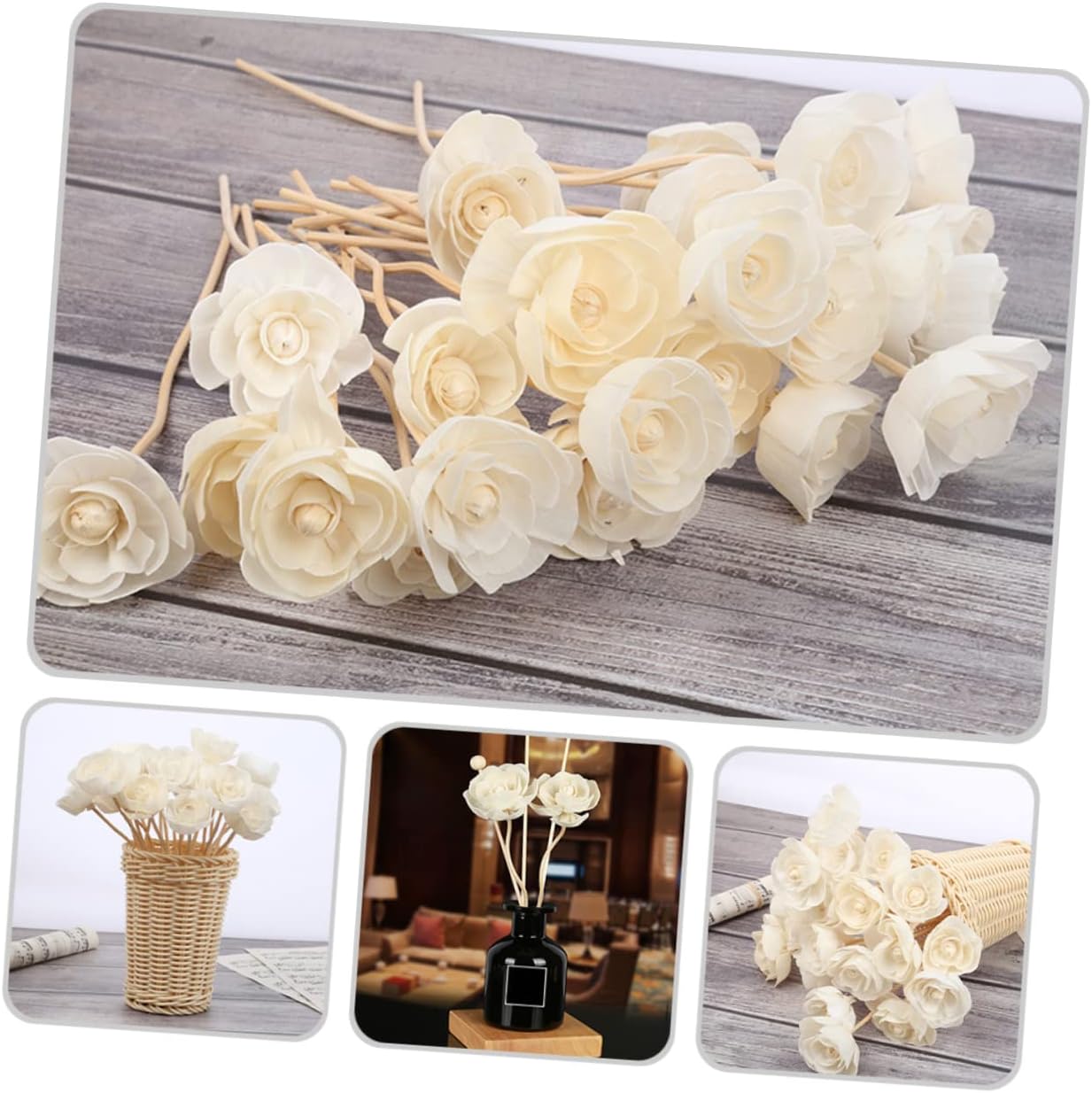 Cabilock 5pcs Aromatherapy Flower Sticks Wood Reed Diffuser Reeds for Hotel