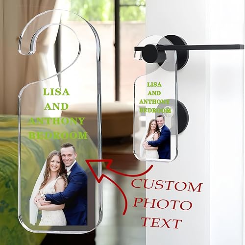 Miniatura 10 de Letrero de puerta personalizado con texto fotográfico, letreros de perilla de acrílico para hogar, oficina, clínica, baño, conferencia, hoteles,