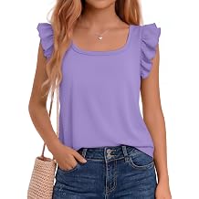 Xaatren Girls' Ruffle Sleeve Tank Square Neck Tank Tops Loose Fit Summer Kids Teen Casual Basic Solid Cute Sleeveless Shirts