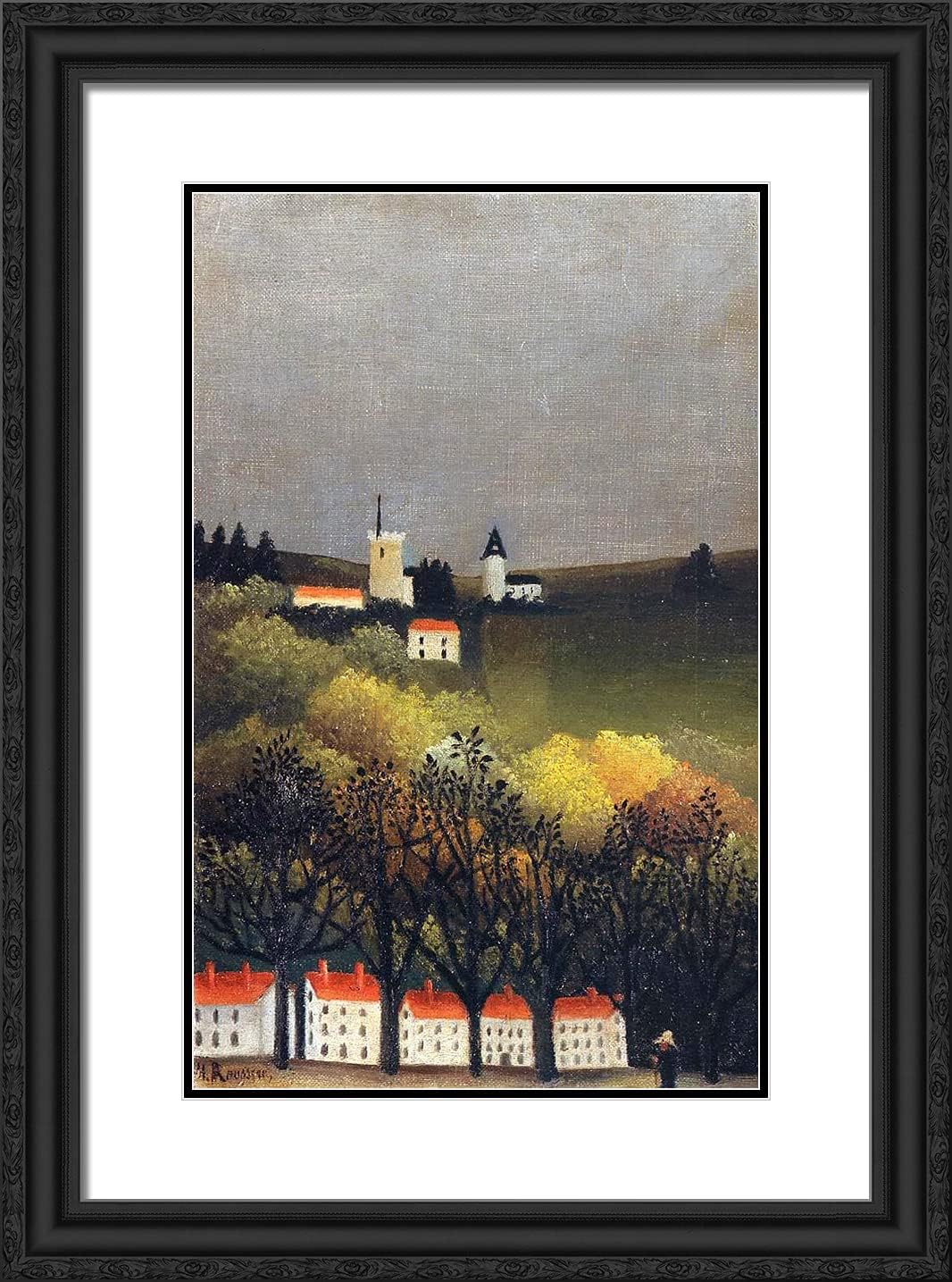 ArtDirect Rousseau, Henri 18x24 Gold Ornate Framed Art Print with Double Matting Titled: Landscape Vl
