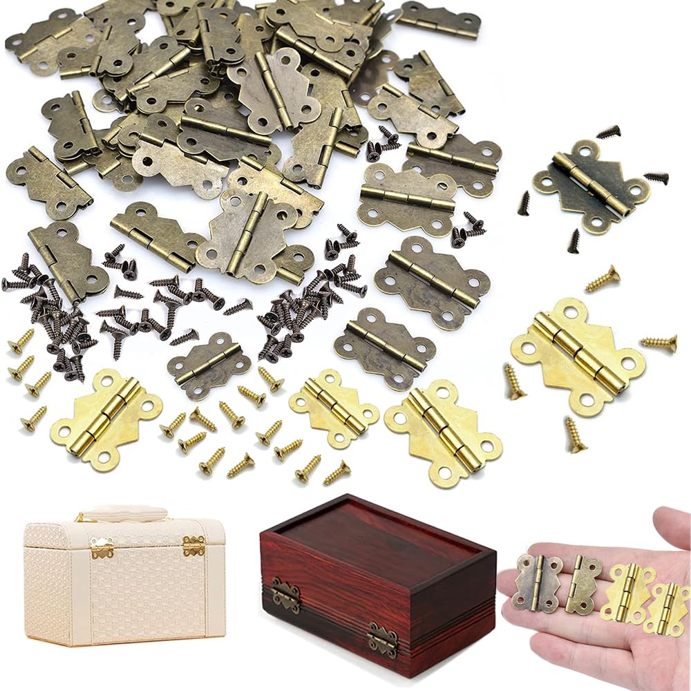 40 Charnières De Boîte Anciennes Style Papillon – Fer, Avec 160 Vis