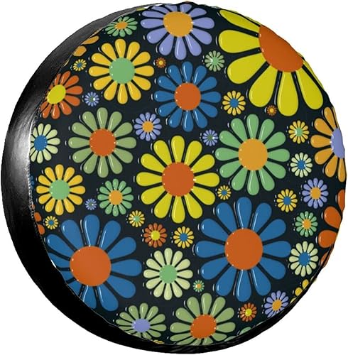 Coloridas flores de repuesto para neumáticos, protectores de rueda a prueba de polvo, para remolque, caravana, arena, muchos vehículos, 14 pulgadas