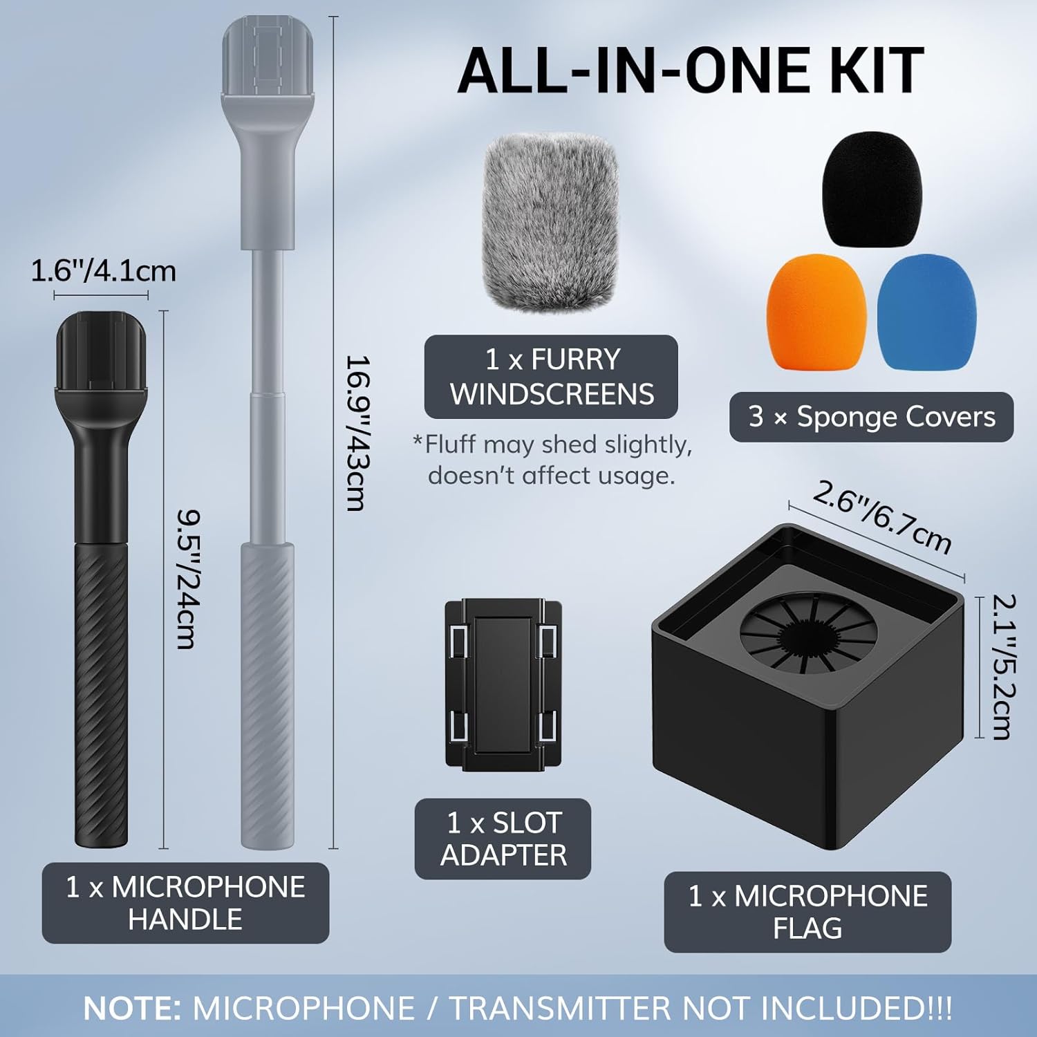 TONOR Wireless Mic Handle Compatible with DJI, RODE, Hollyland, Adjustable length Microphone Stand for ALL Lavalier Mic, Channel Flag Box, Rubber Grip, Wind Muff for Vlog, Reports, Interview, TP40 - Image 4