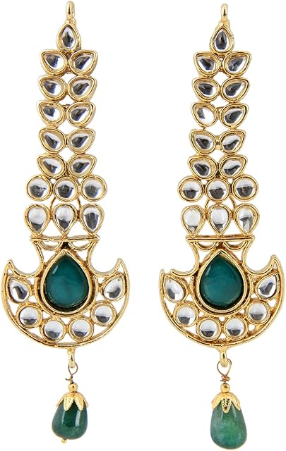 Touchstone Indian Bollywood enameled/crystals peacock jewelry earrings in antique gold tone for women