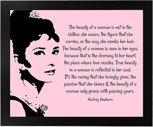 Miniatura 6 de Audrey Hepburn Quotes - "The Beauty of a Woman in Pink" Inspirational Wall Art, Positive Affirmations Wall Decor For Desk Decor for Women, Wall