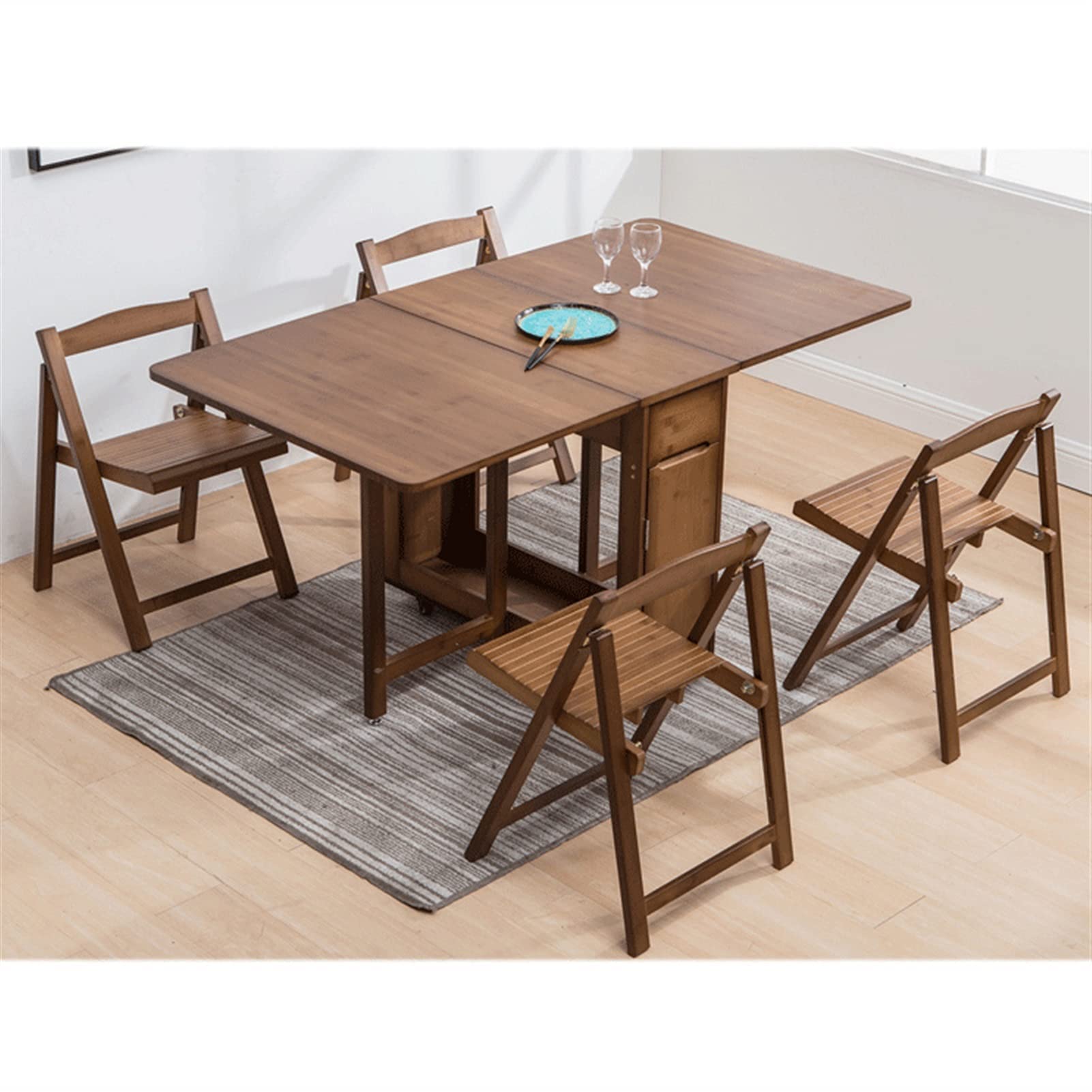 57 Modern White Folding Dining Table Set Solid Wood Drop, 54% OFF