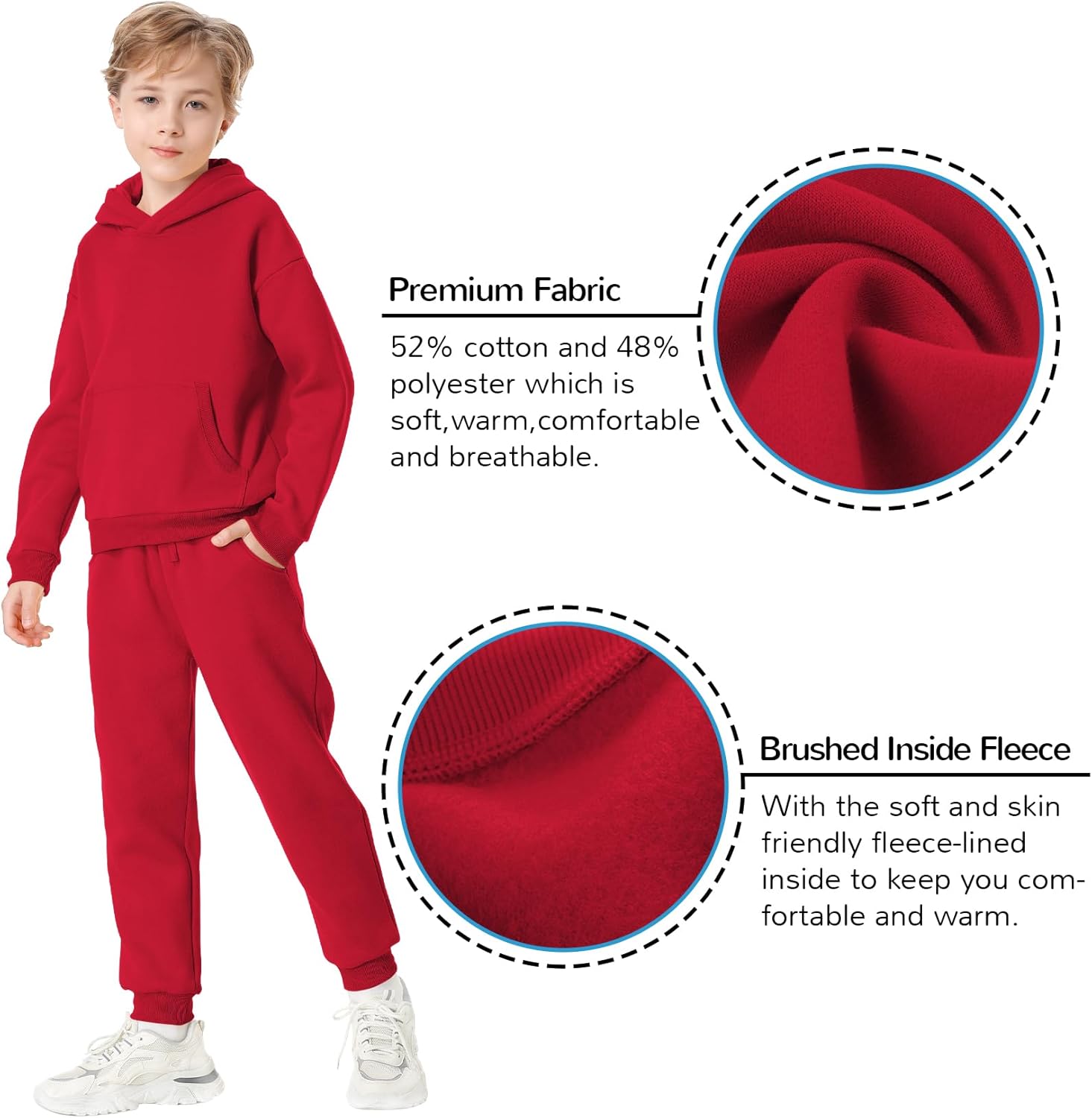 QBK Toddler To Youth Soft Brushed Fleece Hoodies Kids Hooded Sweatshirts With Pockets for Boys And Girls - Image 4