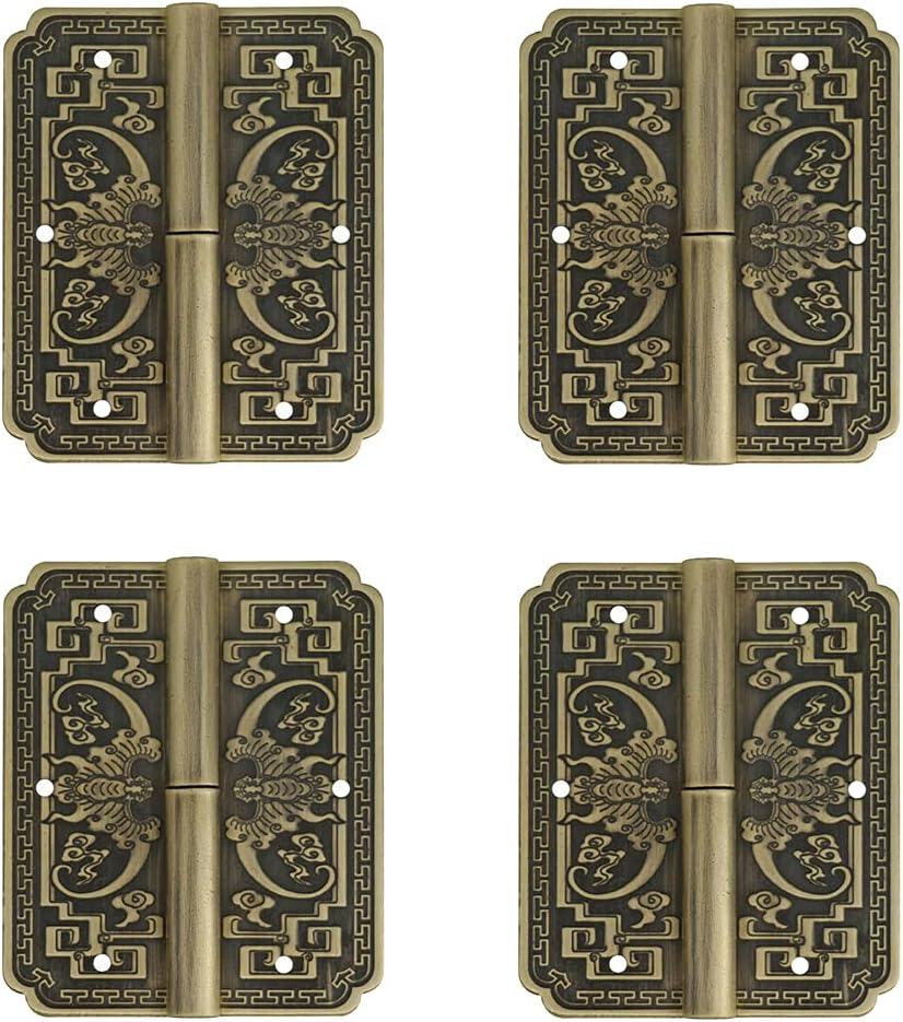 Tiazza 4Pcs Antique Brass Double Door Hinges Drawer Wardrobe