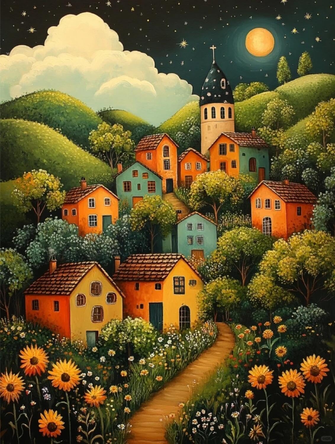 Rqwybcaxn V Seed Bead Embroidery Kits Fantasy Town 40X50cm