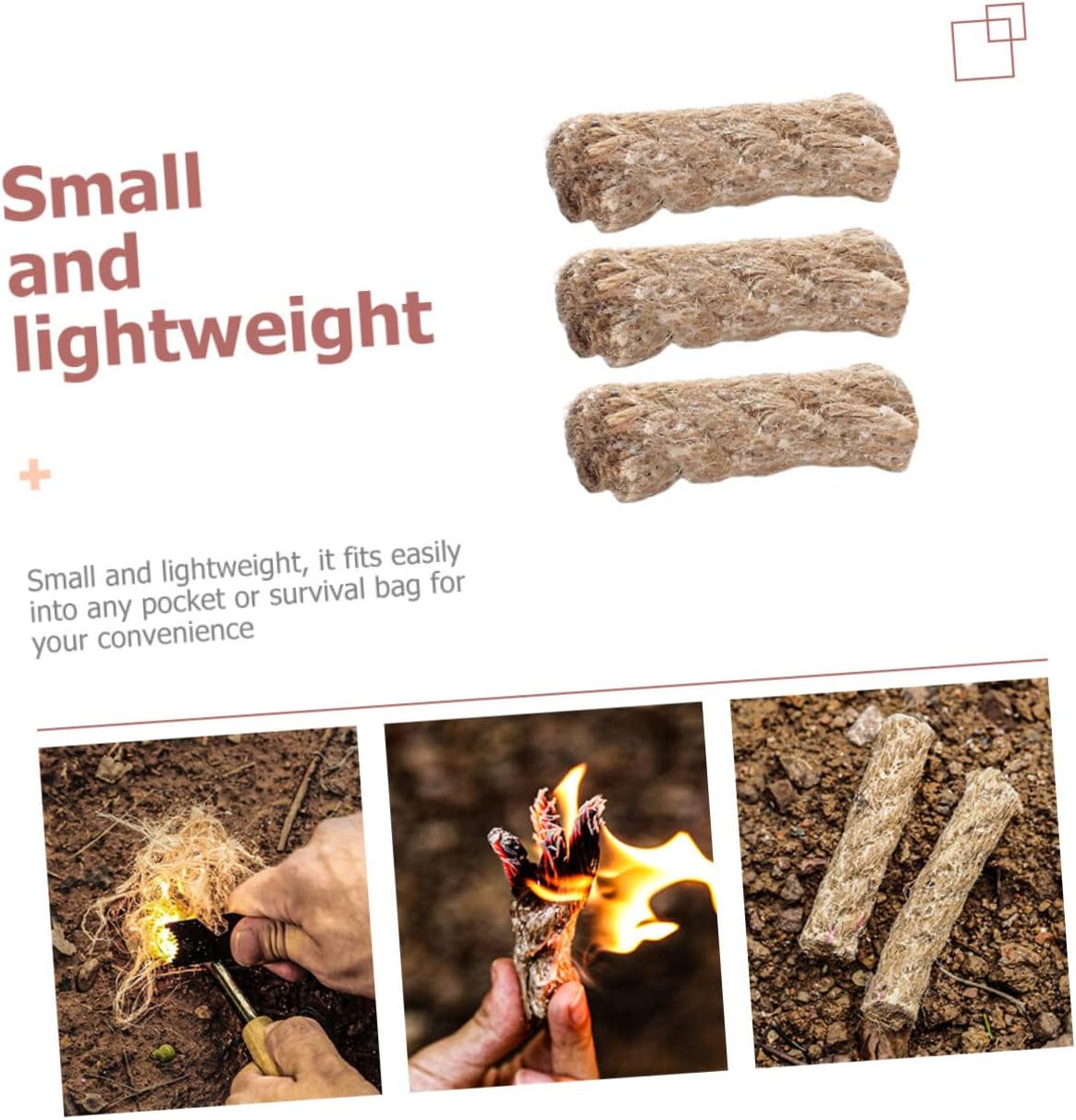 3pcs Camping Essentials Waxed Hemp Ropes Fire Starter Portable Outdoor Fire Tool