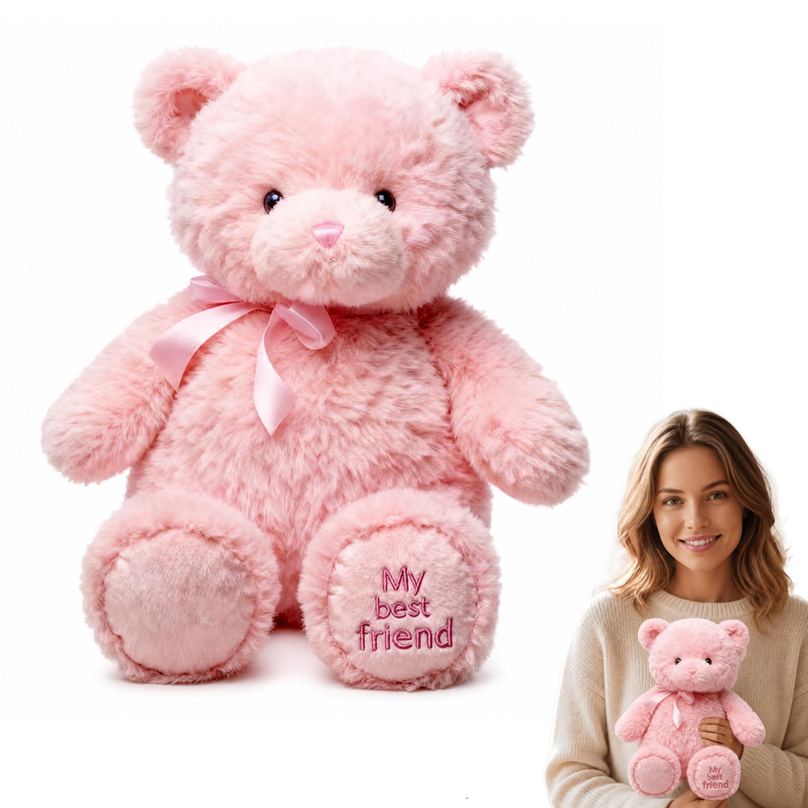AisFgsw Pink Teddy Bear, 28 cm Soft Plush for Adults