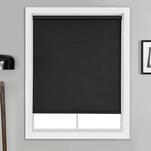 Persianas enrollables 100 % opacas con cordón, oscurecimiento de habitación, bloqueo de luz para dormitorio, baño, oficina, privacidad, tela