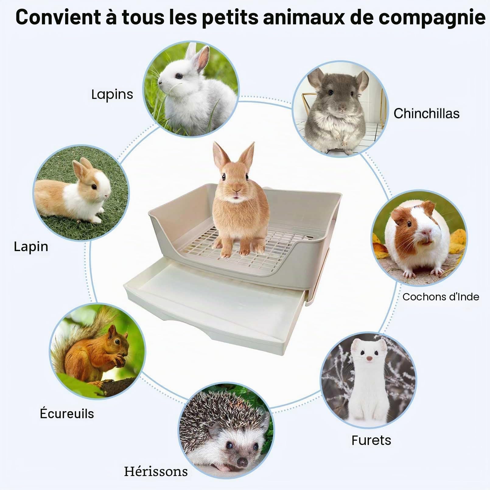 kathson Grand bac à litière pour Lapin, Toilettes d'angle avec tiroir pour Hamster, Cochon d'Inde, Furet, galesaur, Lapin et Autres Animaux (Marron)
