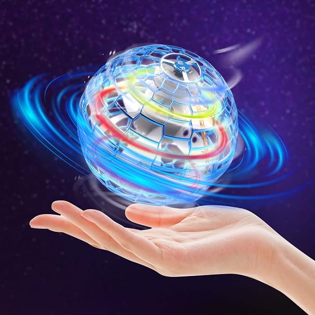Flying Ball, Flying Orb Ball, Flying Spinner Mini Drone, Mini Drone Infinity Boomerang Soaring Ball, Hover Ball Controller Fly Orb for Kids, 360° Rotating with LED Lights, Gift for Boys GirlsBlue