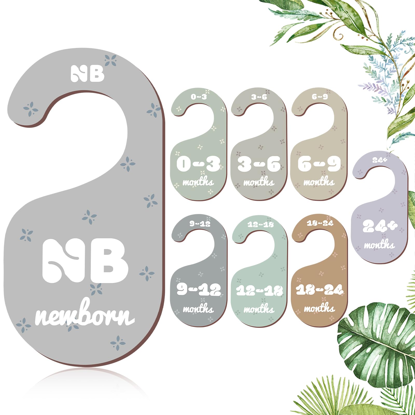 Colorful Baby Closet Dividers for Clothes Organizer - 8 PCs Double-Sided Pattern Wooden Baby Wardrobe Divider for Baby