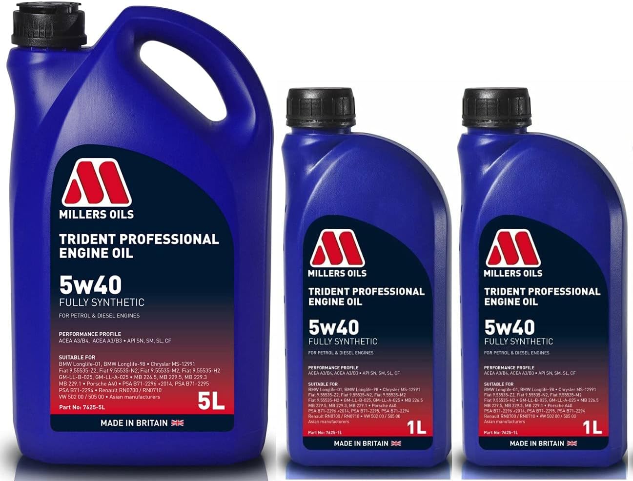 Millers Oils Trident 10W40 Teilsynthetisches Motorenöl – 20 Liter Fass, ACEA A3/B4, API SL/CF