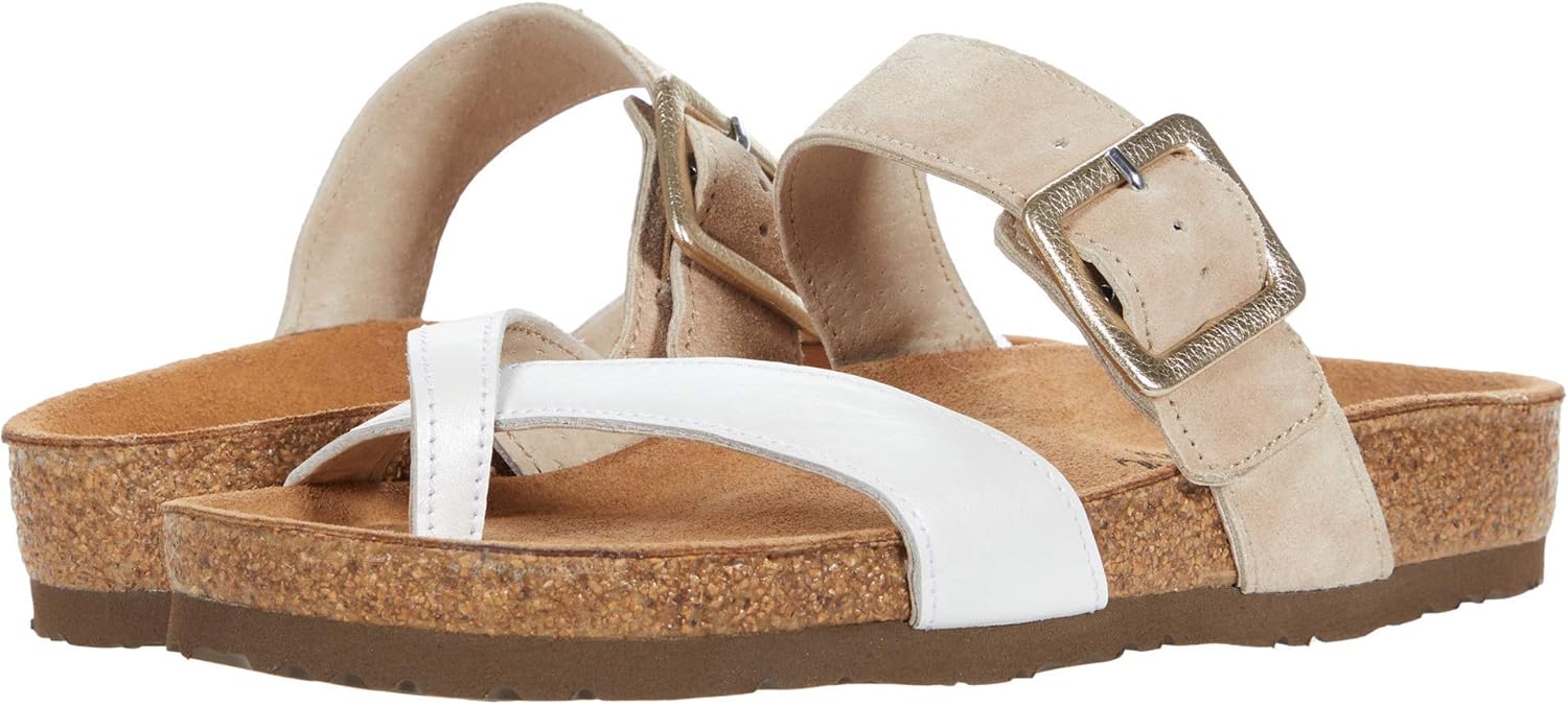 NAOT Footwear Women's Fresno Sandal White Pearl Lthr/Sand Stone Suede 9 M US