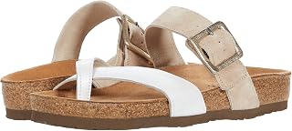 Footwear Fresno Women’s Toe Loop Slide Sandal with Cork Footbed and Arch Support - Buckle - Comfort and Support – Lightweight and Perfect for Travel – Medium to Wide Fit