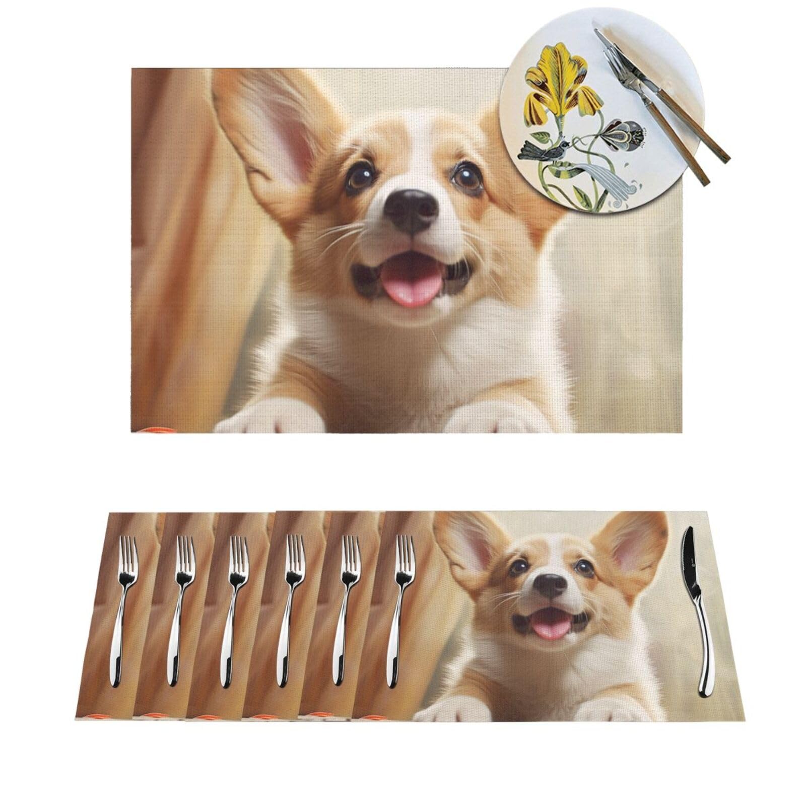 Sets de table Corgi faciles à nettoyer pour protéger votre salle à manger