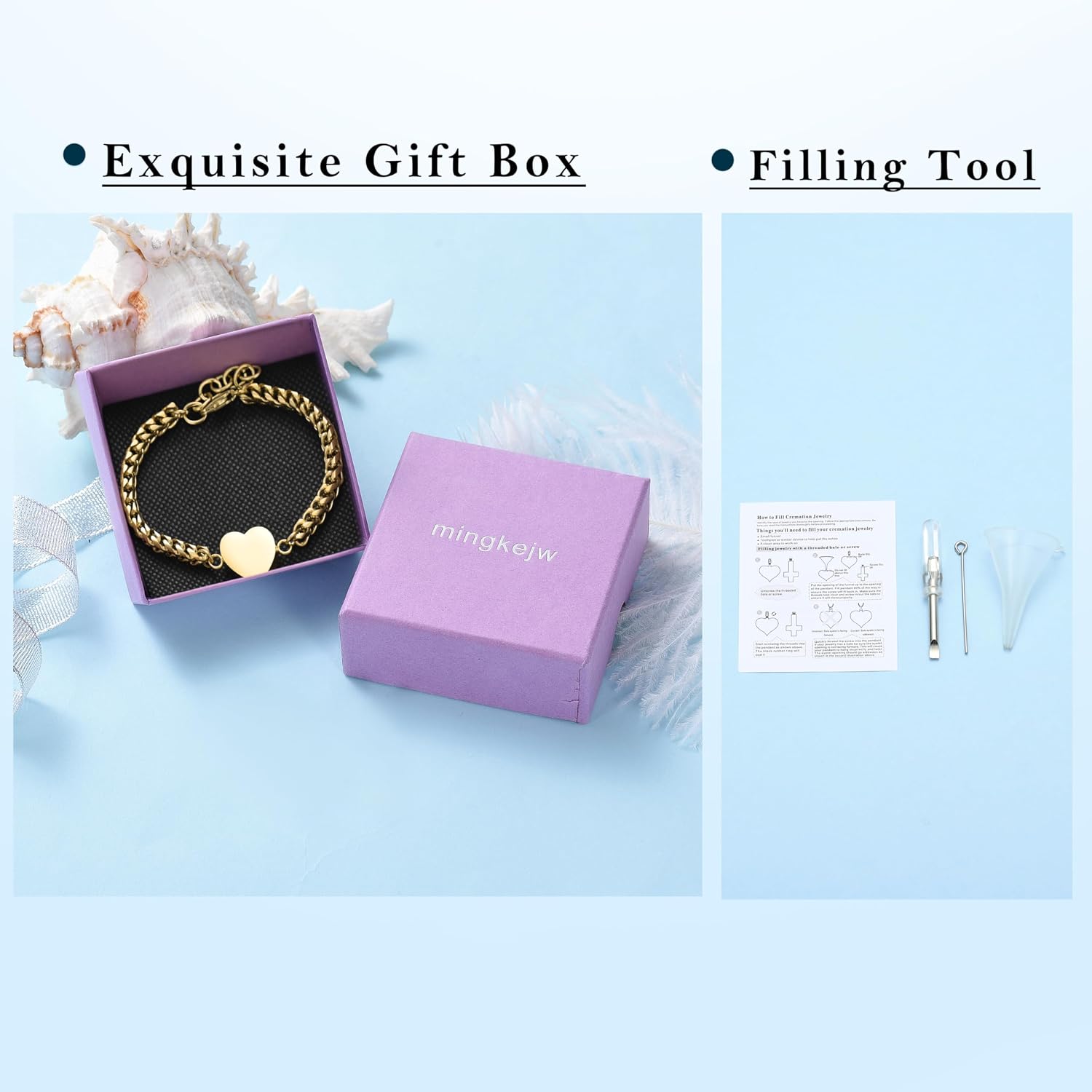 Heart Cremation Urn Bracelet for Ashes, 316L Stainless Steel Memorial Jewelry, Adjustable Cuban Link Keepsake Bracelet for Pet/Human Loss, Filling Tools & Gift Box Included