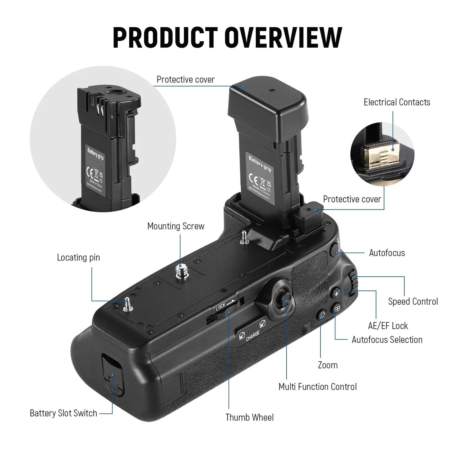 Compatibile con Canon R5 R6 R5C Impugnatura porta batteria BG-R10